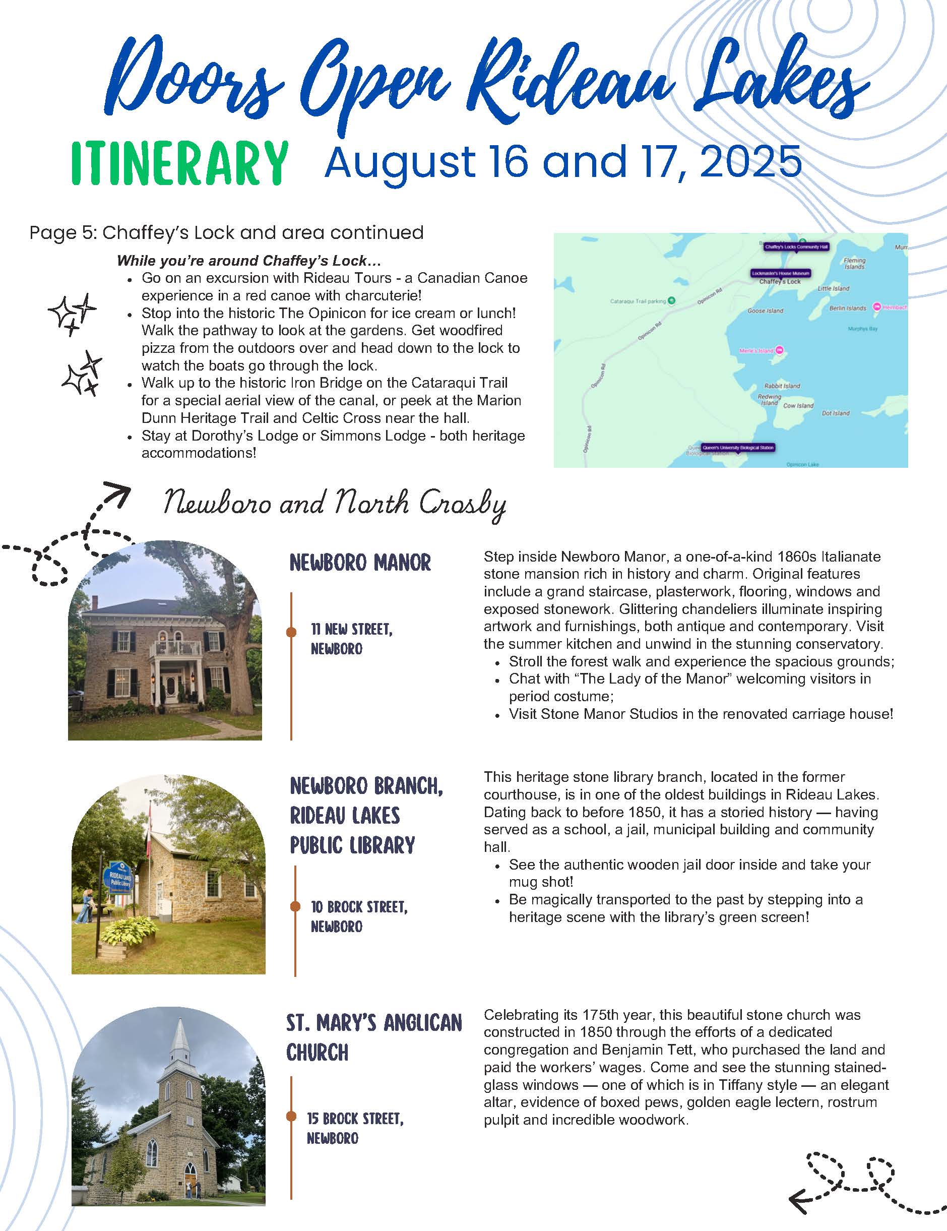 Revised.ITINERARY DOORS OPEN RIDEAU LAKES Page 5